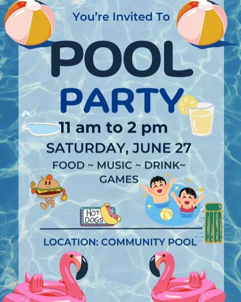 🎉 Dive into Summer: Pool Party This Saturday!

It’s pool party week at The Enclave at Crossroads!

Join us this Saturday for sunshine, music, and good vibes. Bring your favorite float and meet your neighbors by the pool.